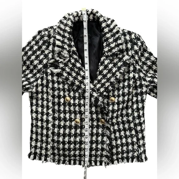 House of Harlow 1960 Houndstooth Tweed Blazer - Size Small - Picture 5 of 11
